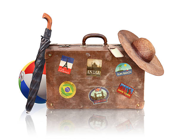 istock Old used suitcase and other items ready for journey 155384599