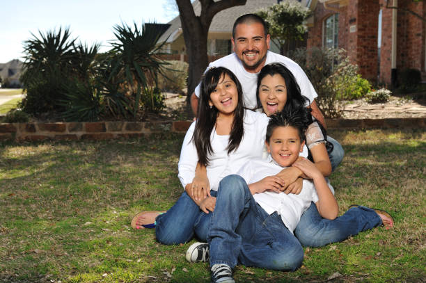 istock Portrait of middle class Mexican family 155384792