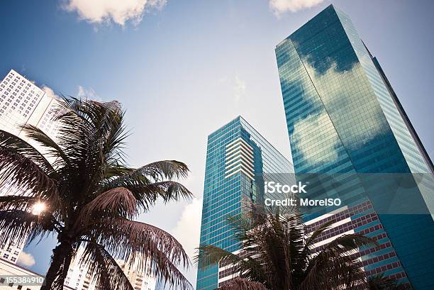 Centro De La Ciudad De Miami Distrito Financiero De La Ciudad Rascacielos Y Palmeras Foto de stock y más banco de imágenes de Complejo de oficinas