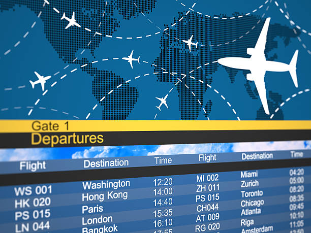 abstrato airlines plano e de tráfego - airport business travel arrival departure board travel imagens e fotografias de stock
