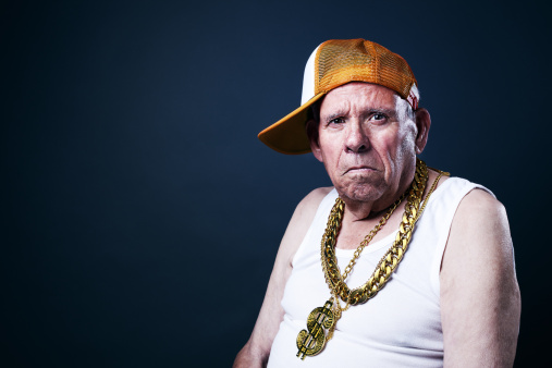 Grandfather with a cap and golden chains