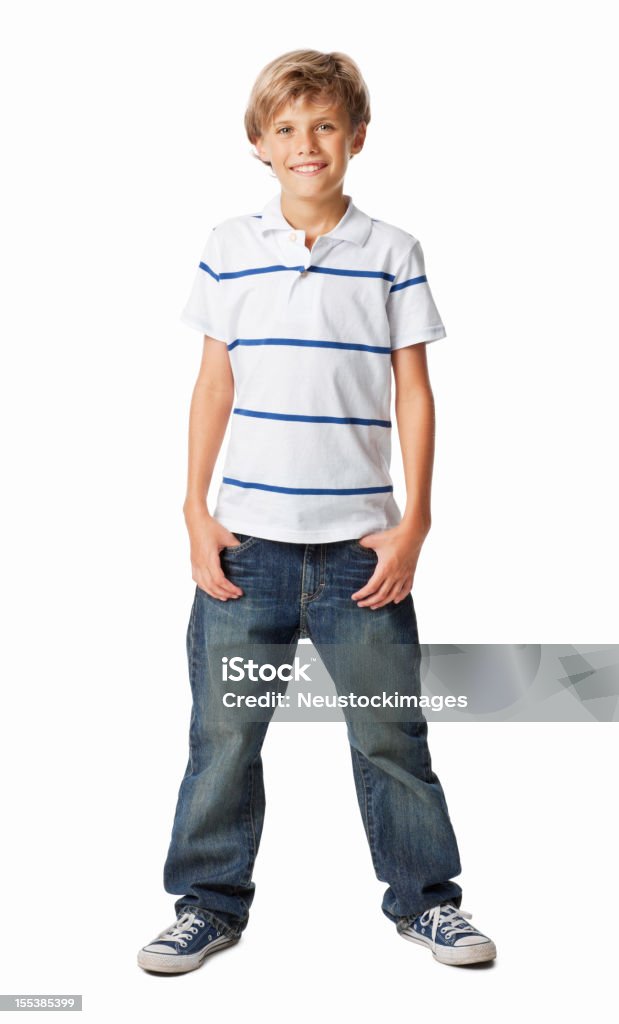 Sorridente ragazzino isolato - Foto stock royalty-free di Bambini maschi