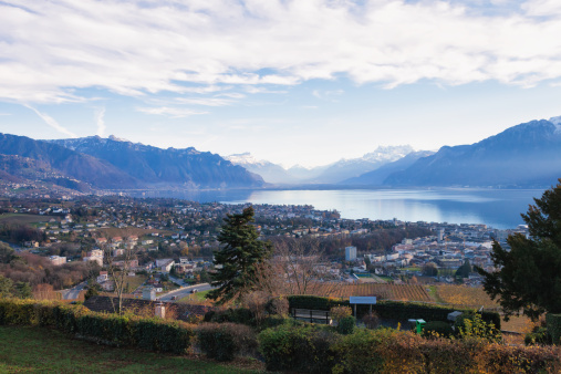 View above Vevey, Montreux towards the Dents-du-Midi