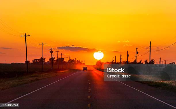 Pickup Truck At Sunset On West Texas Country Road Stock Photo - Download Image Now - Texas, Sunset, Car
