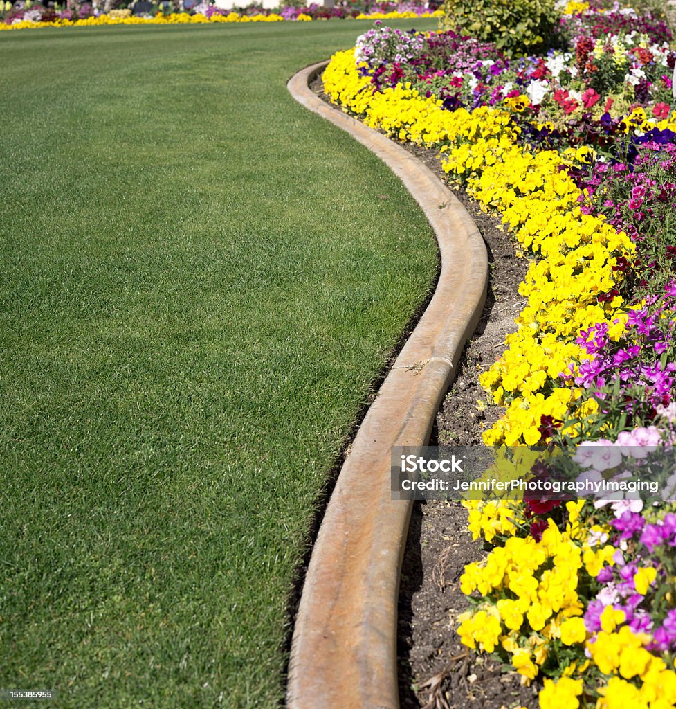 Formal Garden and lawn  Flowerbed Stock Photo