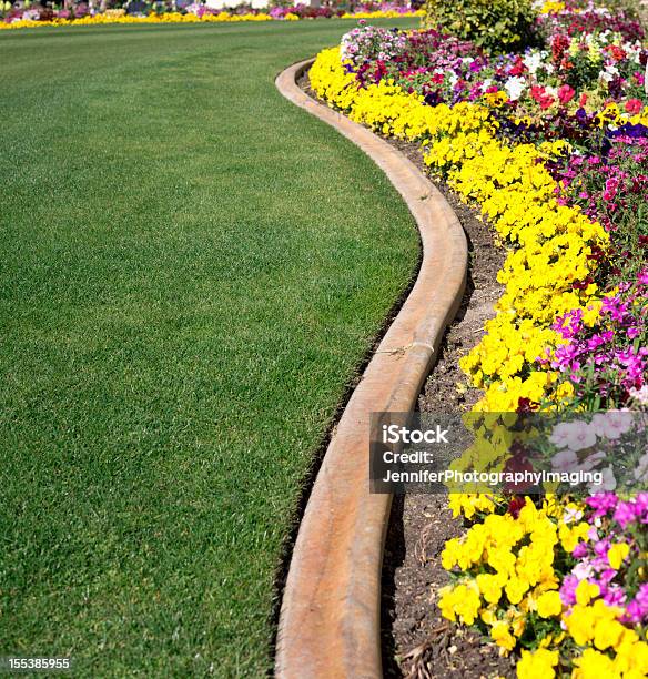 Formal Garden And Lawn Stock Photo - Download Image Now - Flowerbed, At The Edge Of, Landscaped
