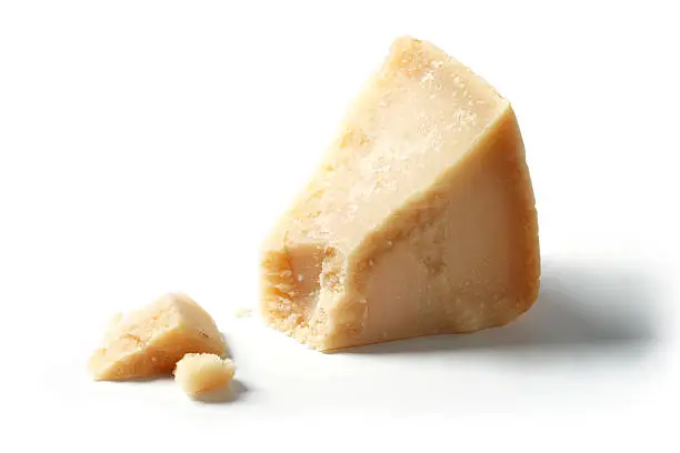 Isolated Piece of Parmesan.