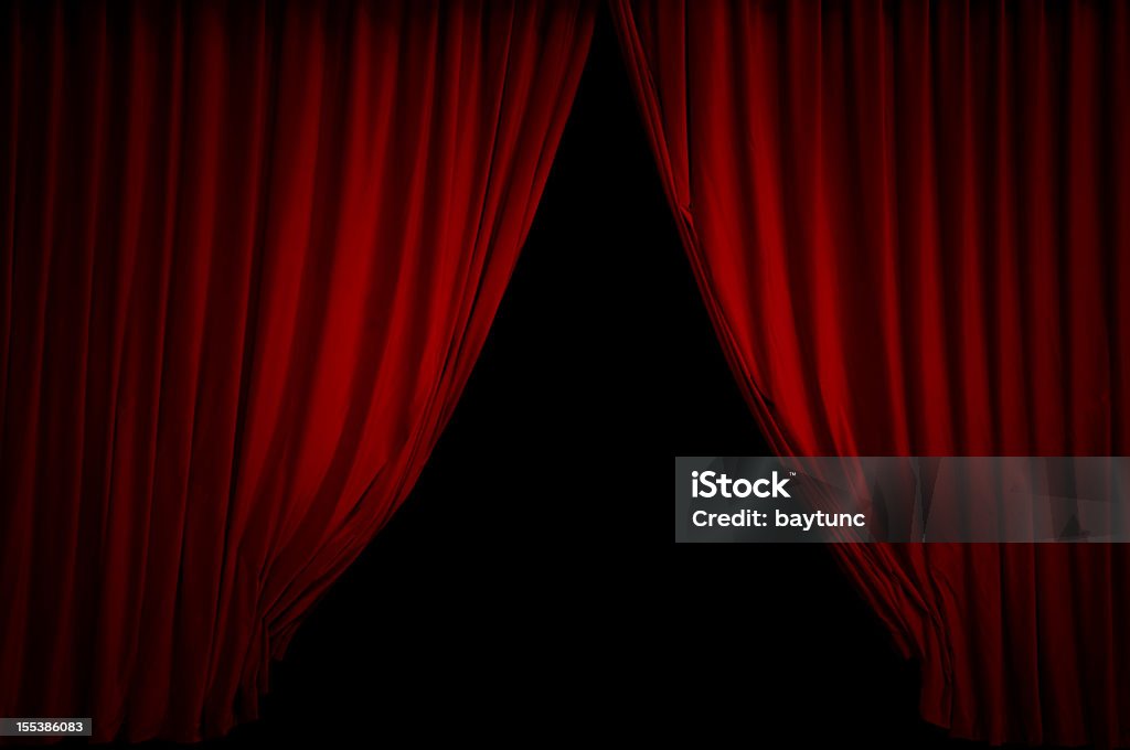 Rojo cortina de escenario - Foto de stock de Cortina libre de derechos