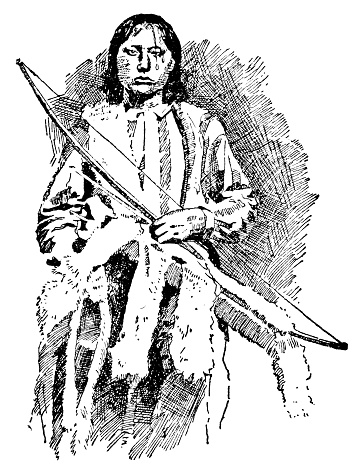 Portrait of Addoeette or Adoeette (Big Tree) of the Kiowa/Ka'igwu peoples. Vintage etching circa 19th century.