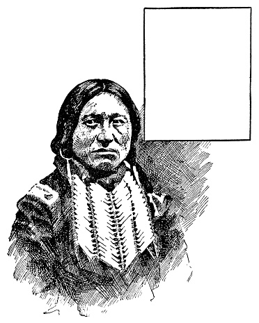 Portrait of Tene-angop'te (Kicking Bird) of the Kiowa/Ka'igwu peoples. Vintage etching circa 19th century.