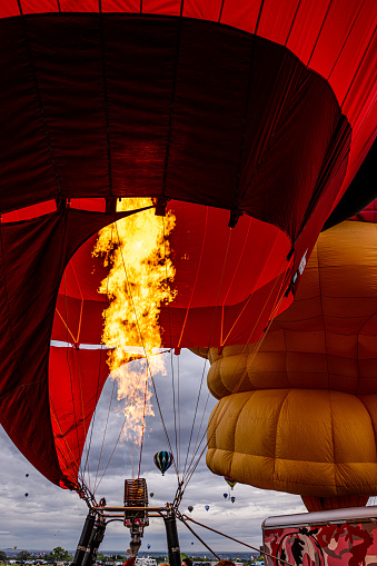 Hot Air Balloon burner with Flame on
