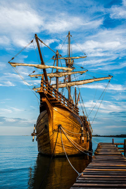 istock Spanish Galleon Docked at the Pier 1553866924
