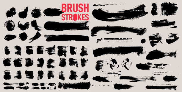 Set of brush strokes. Paintbrush collection, brush strokes templates. Grunge design elements. Long text boxes. Dirty distress texture banners. Grungy black painted objects. Vector high detail strokes. vector art illustration