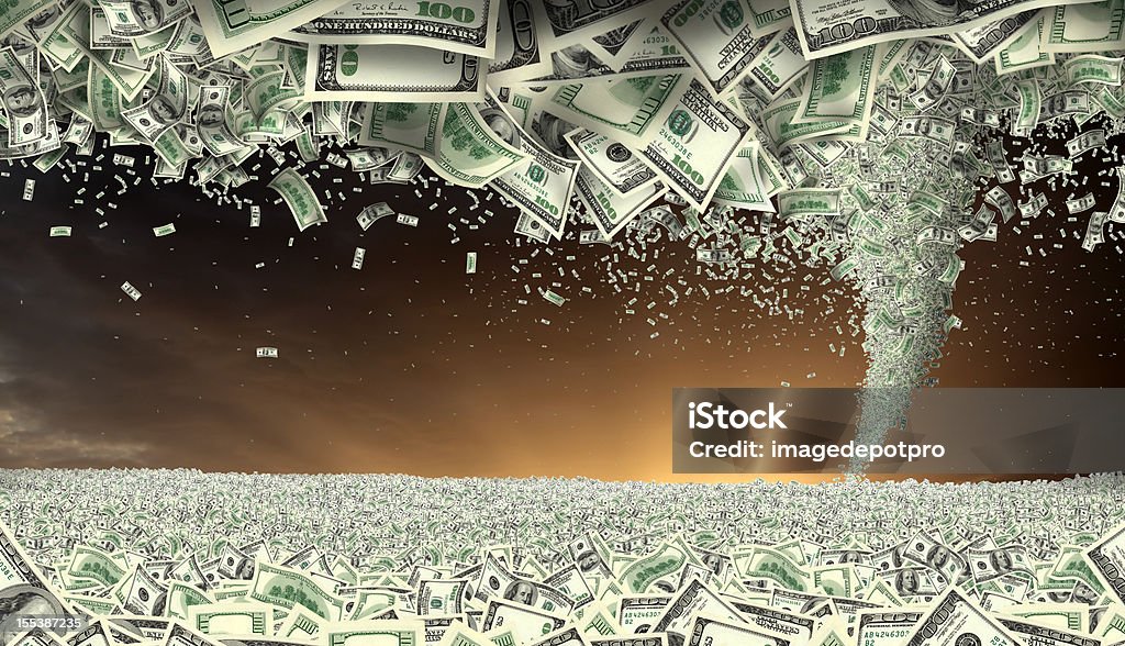 money tornado power digitally generated image of money twister.  Currency Stock Photo