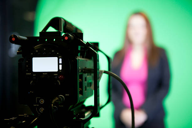 News Presenter on Green Screen  chroma key stock pictures, royalty-free photos & images