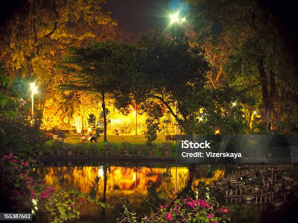 Parque À Noite Em Bangkok - Fotografias de stock e mais imagens de Ao Ar Livre - Ao Ar Livre, Banco - Assento, Banco de Parque