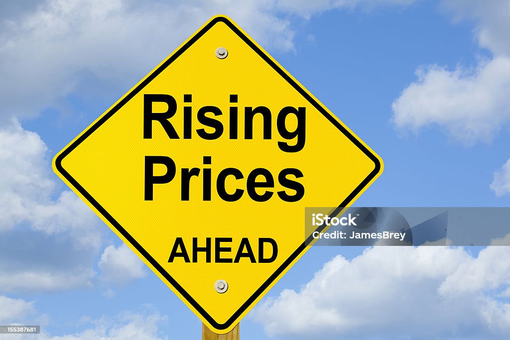 Rising Prices Ahead Road Sign  Color Image Stock Photo