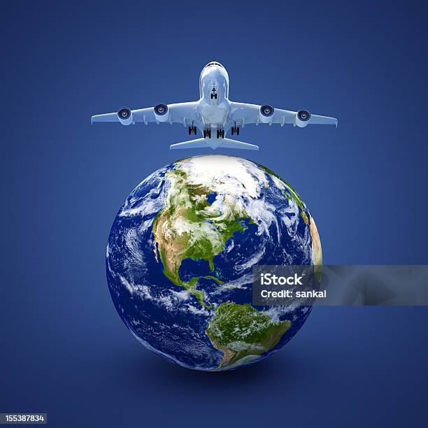 Foto de Conceito De Viagens De Negócios e mais fotos de stock de Globo terrestre - Globo terrestre, Avião, Planeta Terra