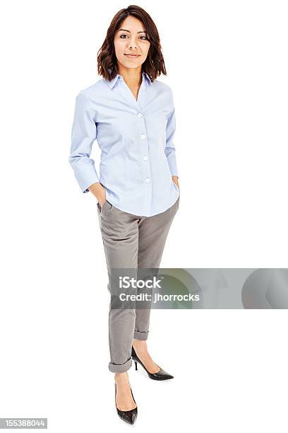 Attractive Young Hispanic Businesswoman Stockfoto en meer beelden van Volwassen vrouwen - Volwassen vrouwen, Witte achtergrond, Alleen één vrouw