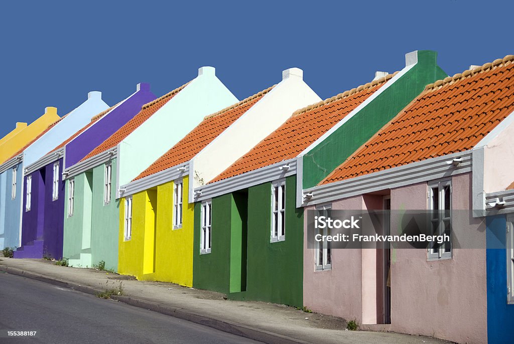 Row of colorful caribbean houses  Curaçao Stock Photo
