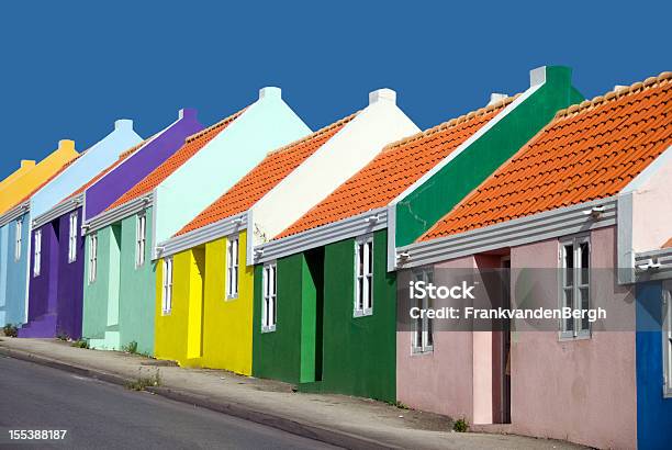 Row Of Colorful Caribbean Houses Stock Photo - Download Image Now - Curaçao, Willemstad, Multi Colored
