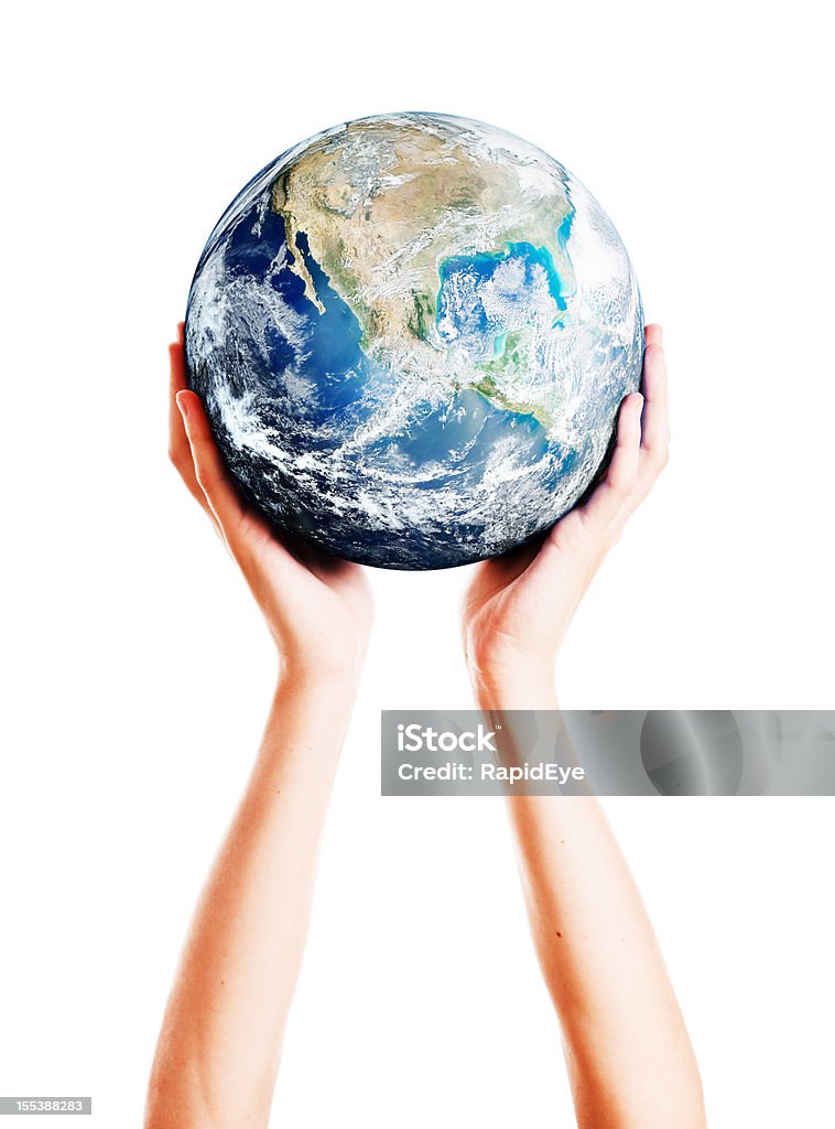 한 쌍의 그레이스풀 여성스럽다 손을 부축하기 지구별 - 로열티 프리 행성 스톡 사진