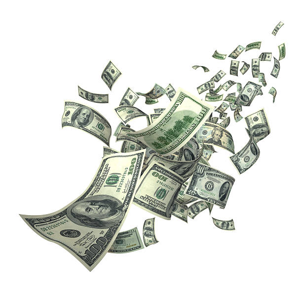 falling money bills (xxxl) - vliegen stockfoto's en -beelden