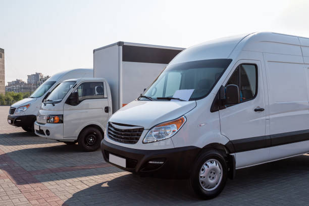 istock Vans and trucks at the transport exhibition 1553885436