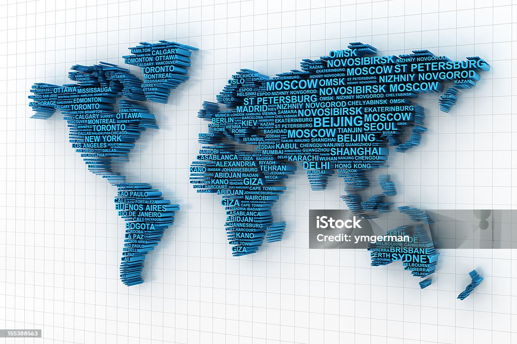 Die Karte wurde von Namen der wichtigsten Städte der Welt - Lizenzfrei Afrika Stock-Foto