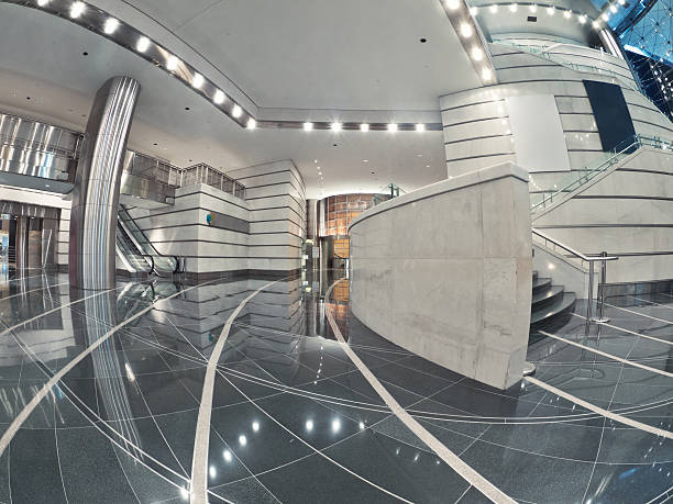 Empty shopping center in sunset, Dubai, kaleidoscopic view
