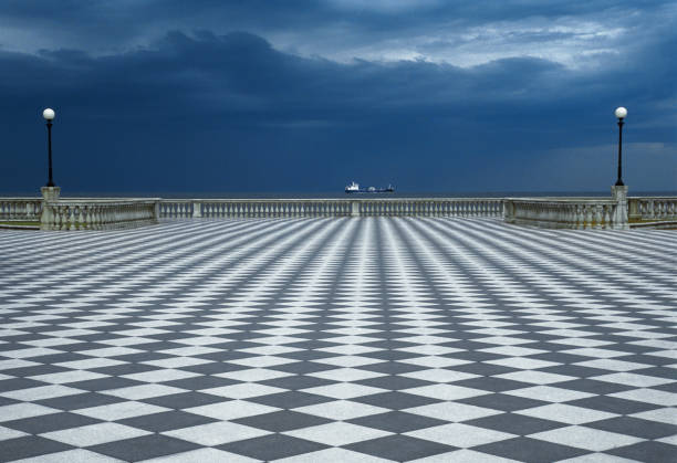Checked Stone Boardwalk, Promenade by the Sea