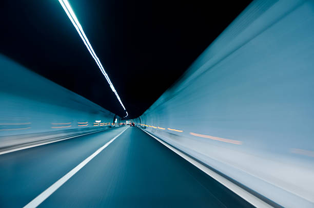 tunnel - empty nobody two lane highway highway stock-fotos und bilder