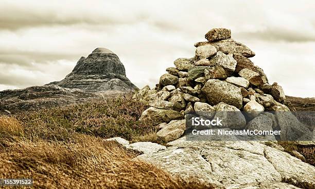 Cairn With Suilven Mountain Stock Photo - Download Image Now - Beauty In Nature, British Culture, Coigach