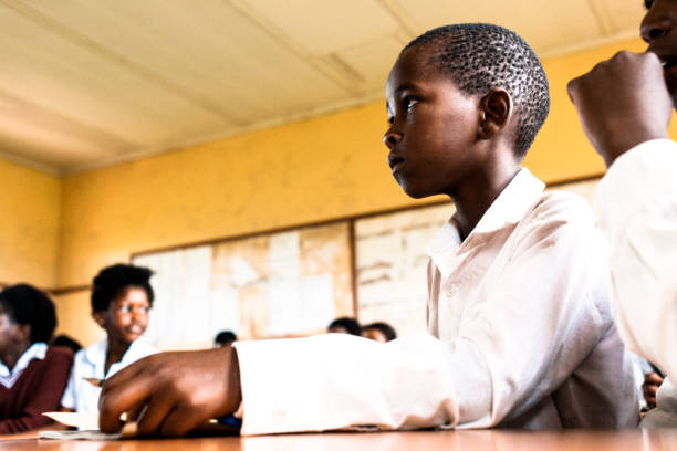 istock Little African boy in classroom 155391863