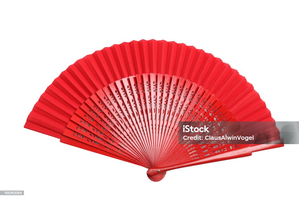 Isolado vermelho ventilador - Foto de stock de Leque royalty-free