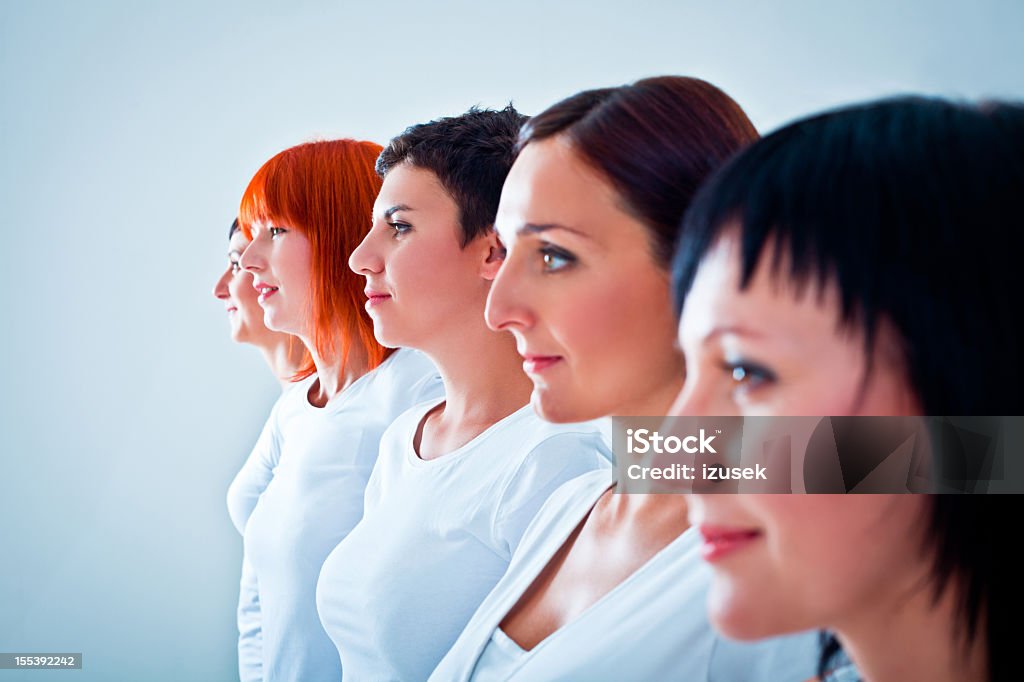Women in a row  Adult Stock Photo