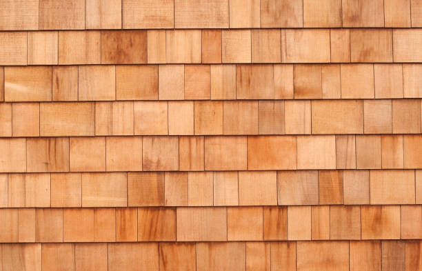 cedar revestimento de - siding wood shingle house wood - fotografias e filmes do acervo