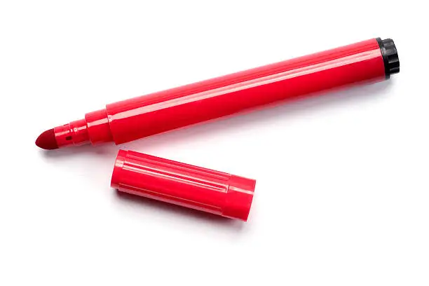 Red marker pen isolated on white background.  Click here for all Dlerick’s OFFICE & BUSINESS IMAGES.