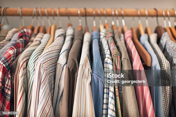 Shirts On Hangers Stock Photo - Download Image Now - Clothing, Closet, Old