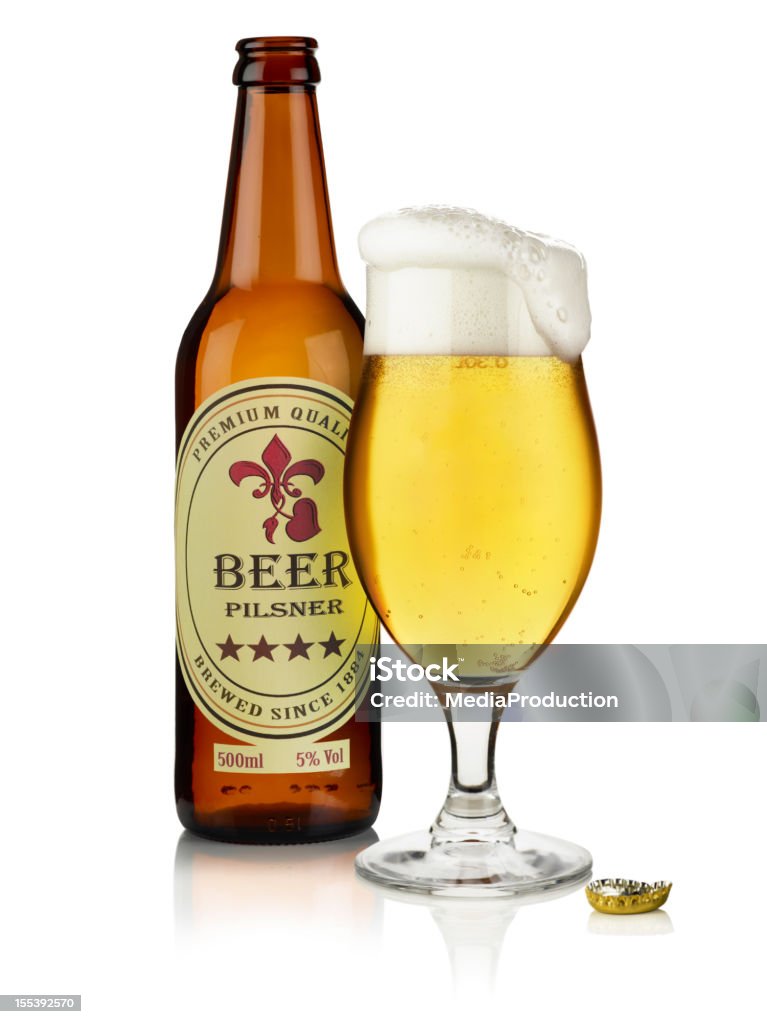 Garrafa de Cerveja com legenda personalizada e Vidro - Royalty-free Garrafa de Cerveja Foto de stock