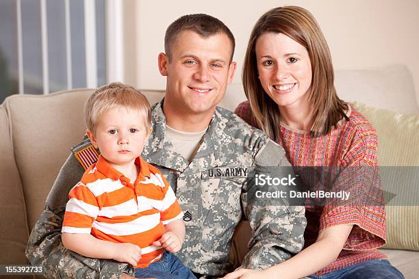 Army Family Series Real American Soldier With Wife Son Stock Photo - Download Image Now