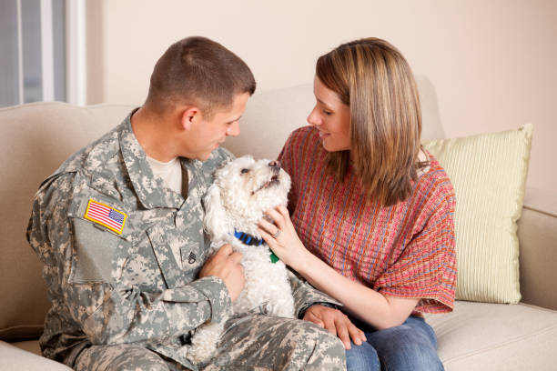 istock Army Family Series: Real American Soldier With Wife Indoor 155392734