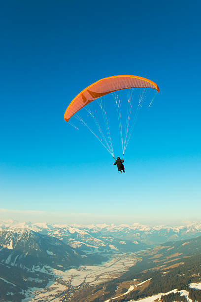 Paragliding in the Alps stock photo