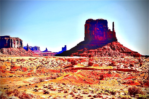 Photo taken of all Five of the famous rock monuments taken from the Navajo territory side