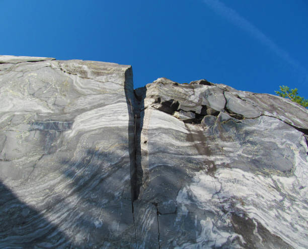 Summer landscape with abandoned marble quarry.