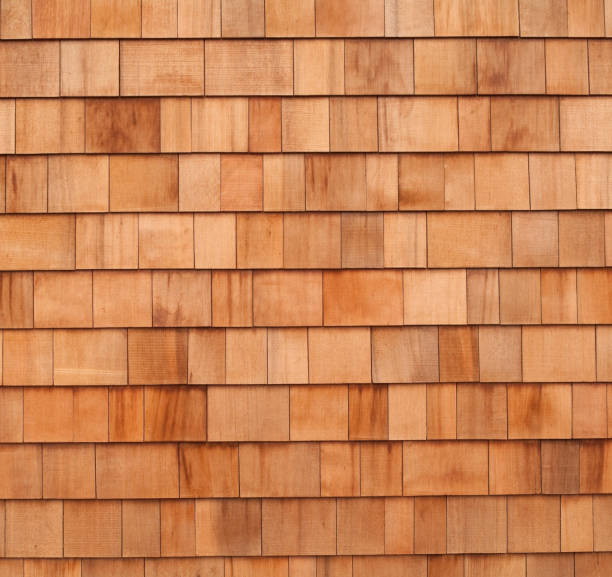 istock Cedar wood panels siding on house 155393229