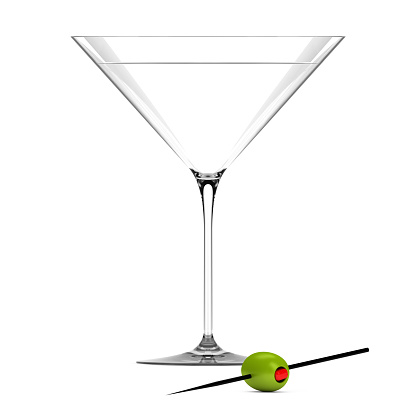 Alcohol cocktail isolated in martini glass on white background