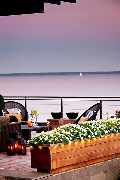istock Patio over looking the lake at twilight 155393845