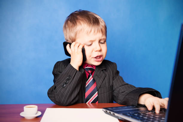 istock Little boy running a business 155394317