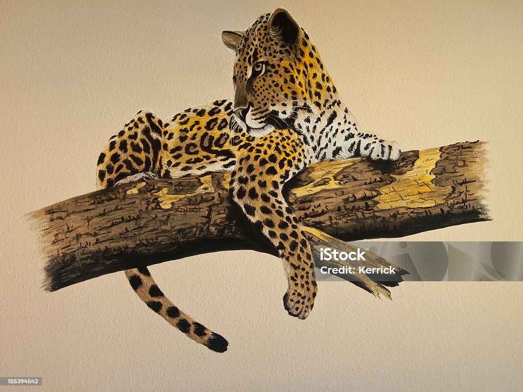 Wandbild ein leopard auf ingrain Tapete - Lizenzfrei Illustration Stock-Foto